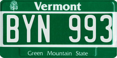 VT license plate BYN993