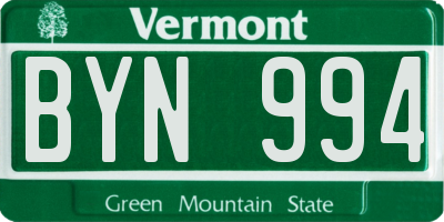VT license plate BYN994