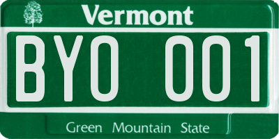VT license plate BYO001