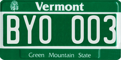 VT license plate BYO003