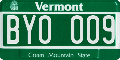 VT license plate BYO009
