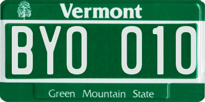 VT license plate BYO010