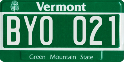 VT license plate BYO021