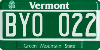 VT license plate BYO022