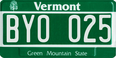 VT license plate BYO025
