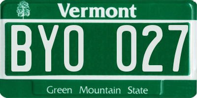 VT license plate BYO027