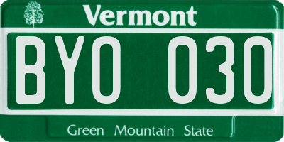 VT license plate BYO030