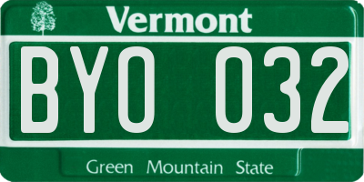 VT license plate BYO032
