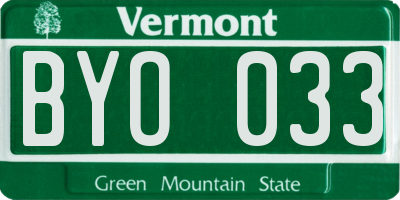 VT license plate BYO033