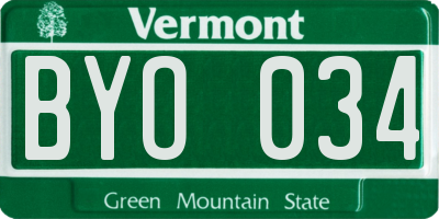 VT license plate BYO034