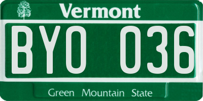 VT license plate BYO036