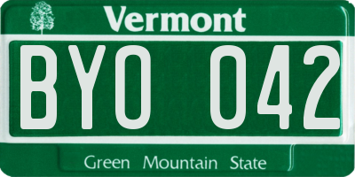 VT license plate BYO042