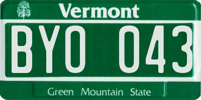 VT license plate BYO043