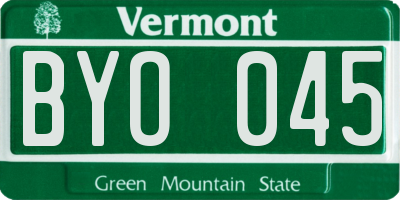 VT license plate BYO045