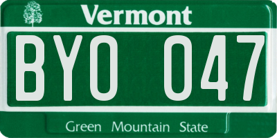VT license plate BYO047