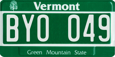 VT license plate BYO049