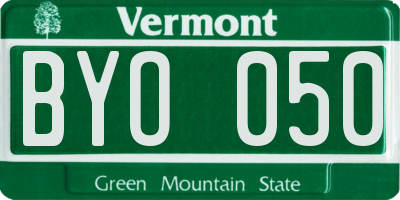 VT license plate BYO050