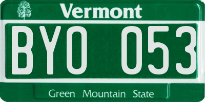 VT license plate BYO053