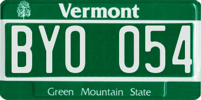 VT license plate BYO054