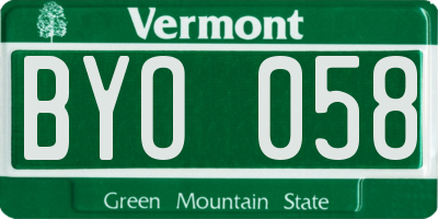 VT license plate BYO058