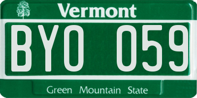 VT license plate BYO059