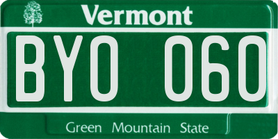 VT license plate BYO060
