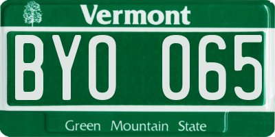 VT license plate BYO065
