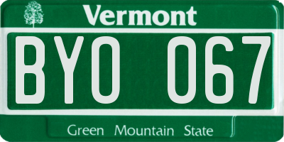 VT license plate BYO067