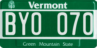 VT license plate BYO070