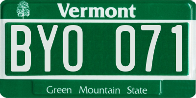 VT license plate BYO071