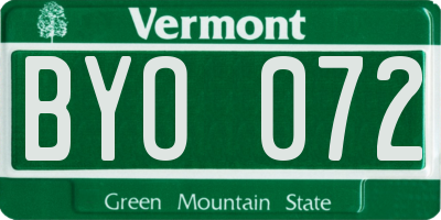 VT license plate BYO072