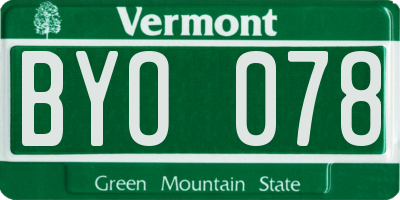 VT license plate BYO078