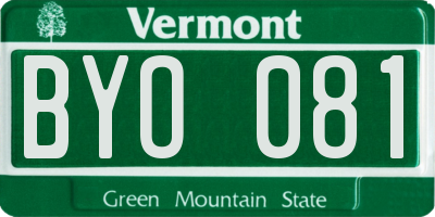 VT license plate BYO081