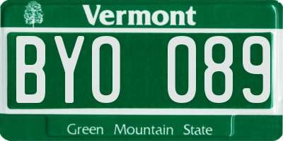 VT license plate BYO089