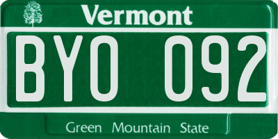 VT license plate BYO092