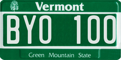 VT license plate BYO100