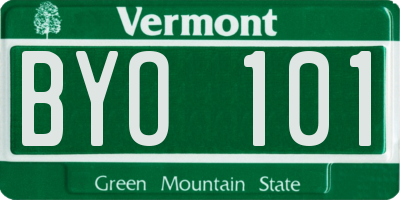 VT license plate BYO101