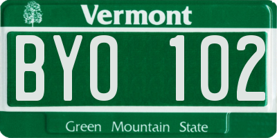 VT license plate BYO102