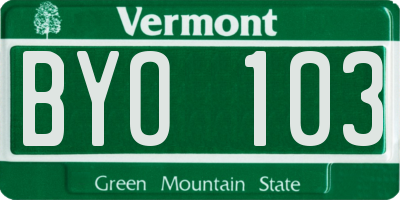 VT license plate BYO103