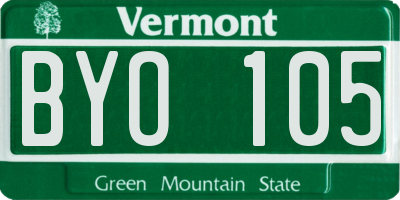 VT license plate BYO105