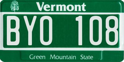 VT license plate BYO108