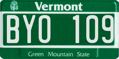 VT license plate BYO109
