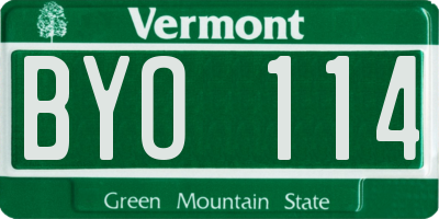 VT license plate BYO114