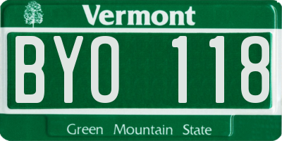VT license plate BYO118