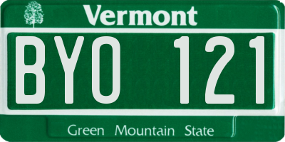 VT license plate BYO121