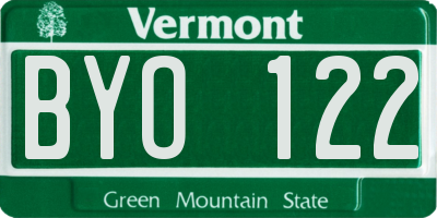 VT license plate BYO122