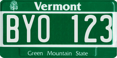 VT license plate BYO123