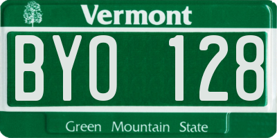 VT license plate BYO128