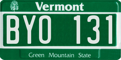 VT license plate BYO131