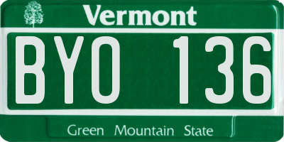 VT license plate BYO136